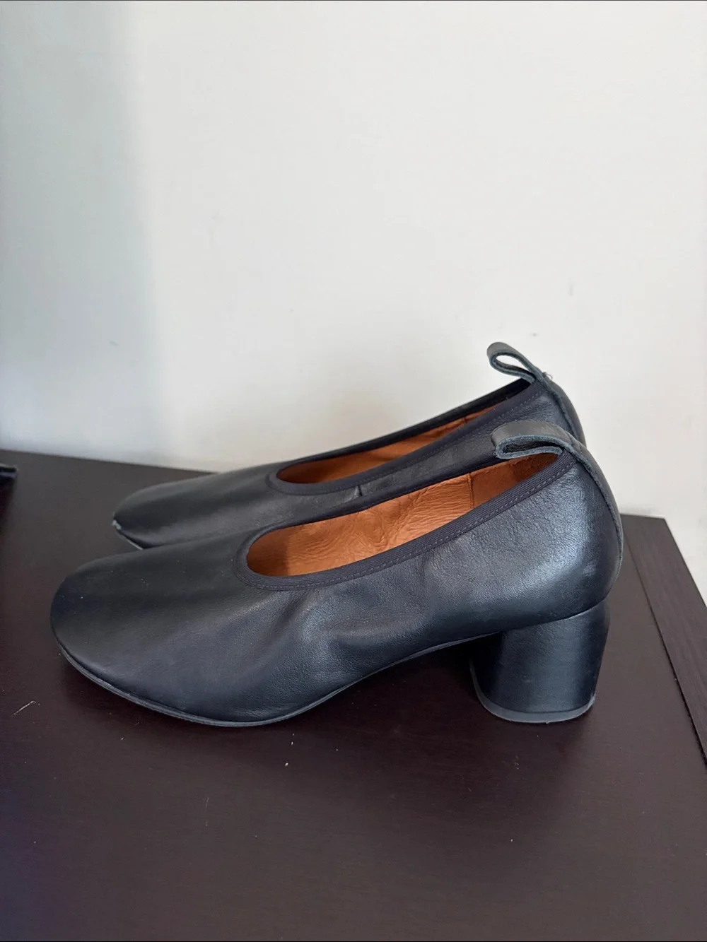 Anthropologie Glove Ballet Block Heels Shoe Black Leather Sz 38 US Sz 7-7.5 - Picture 5 of 10